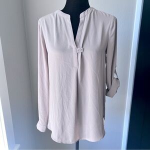 Pleione tan long sleeve flowy tunic blouse size small